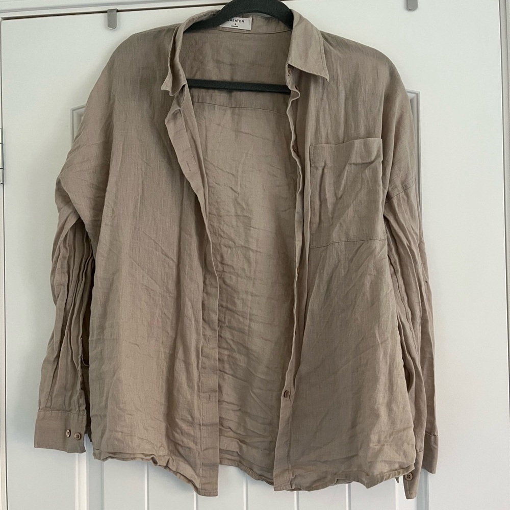Babaton Beige Button Down Shirt